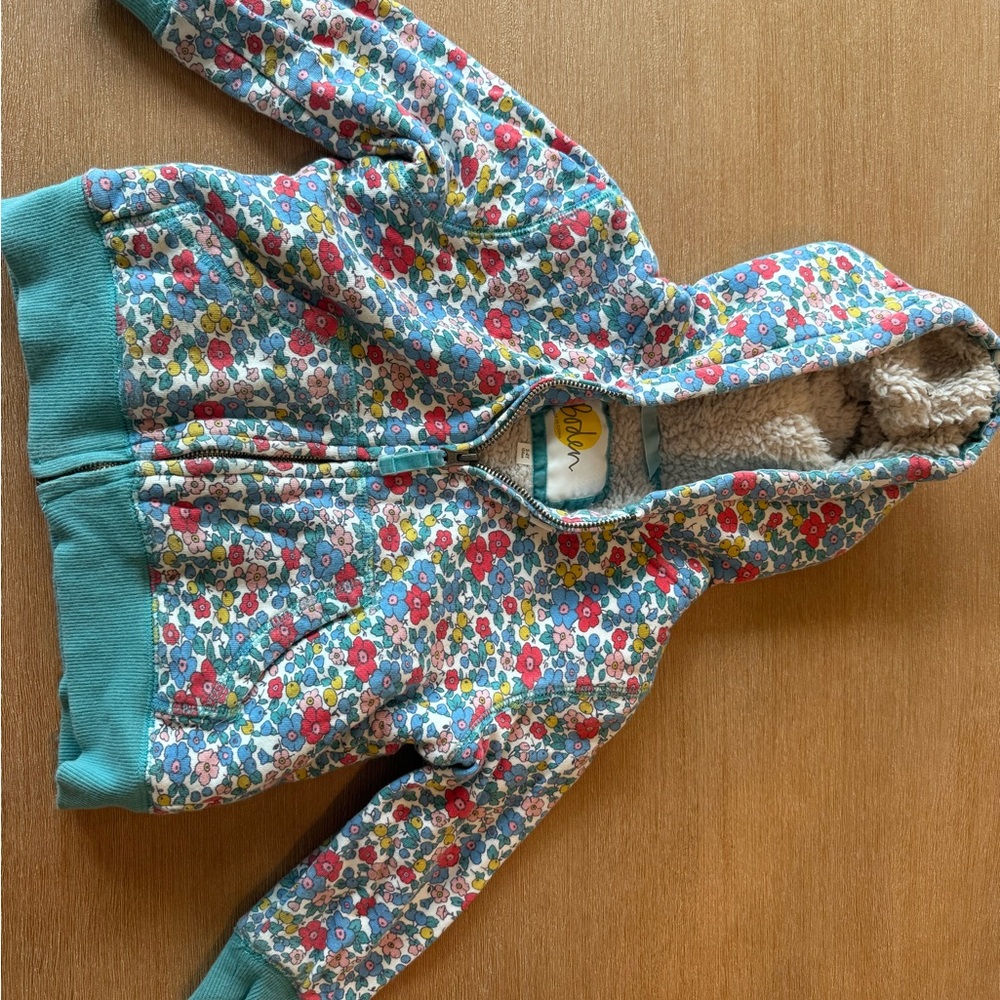 Boden Multicolor Floral Jacket with Sherpa Lining